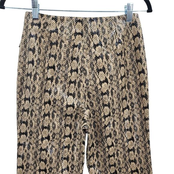 Danielle Bernstein Pants Faux Leather Snake High-rise Slim Leg Tan 4 Retro 90's - Picture 11 of 16